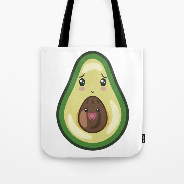 Cute Avocado mom with a baby Tote Bag