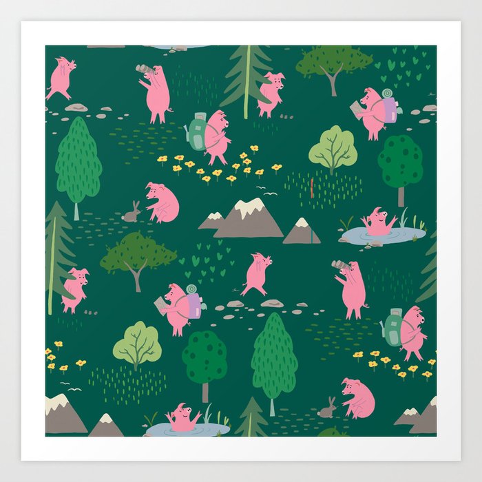 Pigs On A Hike Art Print