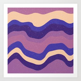 Abstract Retro Waves - Purple Palette Art Print