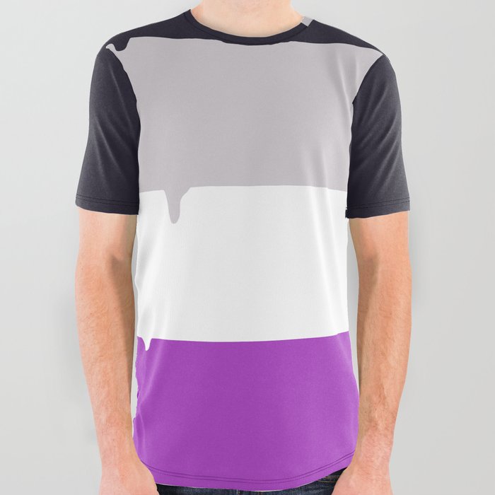 Asexual Pride LGBTQ Flag Melting All Over Graphic Tee