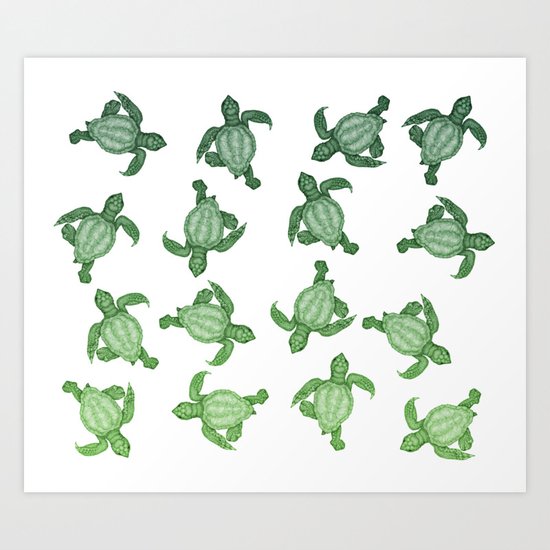 Baby Sea Turtles Art Print