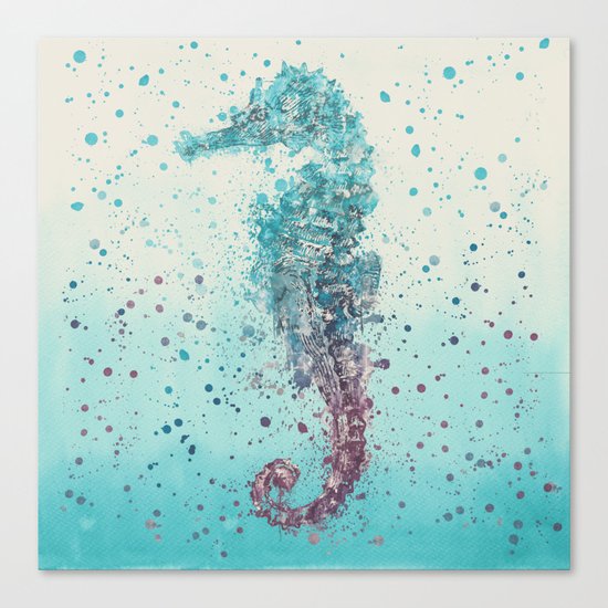 Seahorse marine life watercolor art Canvas Print