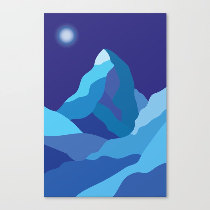 Icy winter Matterhorn mountain in blue colors Canvas Print