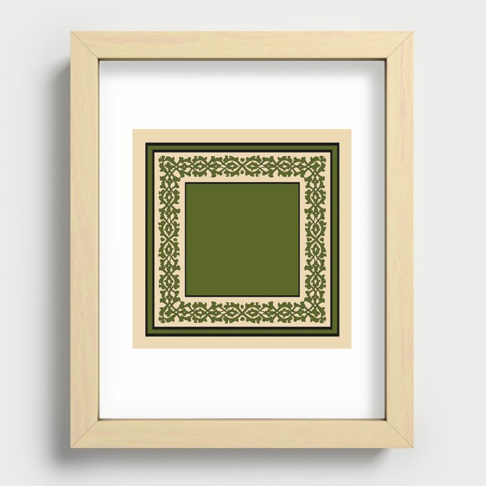 Oriental rug green and beige Recessed Framed Print