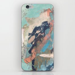 Cotton Candy: a colorful abstract mixed media piece in pastel green, pink, blue, and white iPhone Skin