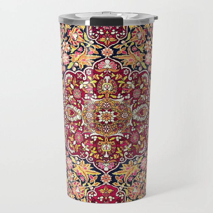 Esfahan Antique Floral Persian Rug Print Travel Mug