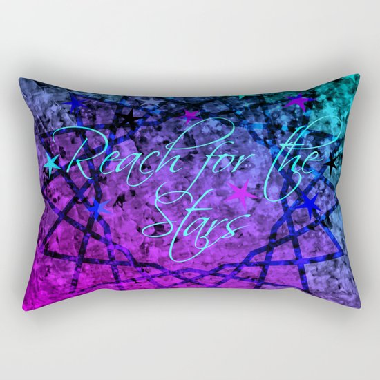 REACH FOR THE STARS Bold Midnight Blue Purple, Galactic Stars Space Abstract Fine Art Painting Rectangular Pillow