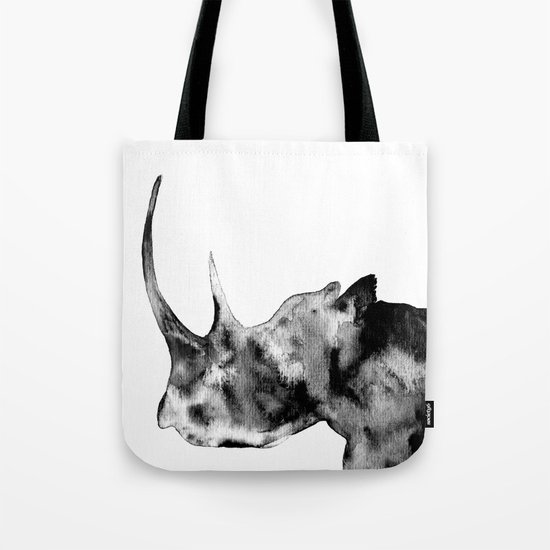 Rhinoceros, black and white Tote Bag