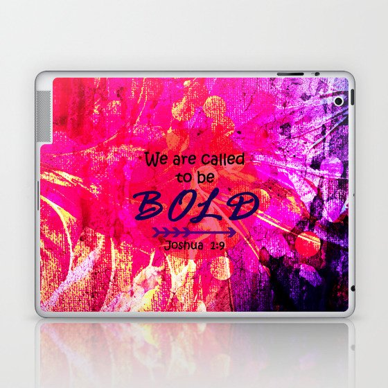CALLED TO BE BOLD Floral Abstract Christian Typography Scripture Jesus God Hot Pink Purple Fuchsia Laptop & iPad Skin