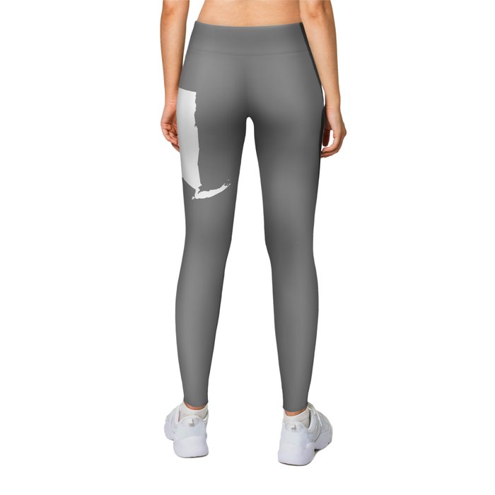 Home is New York - State outline on gray Leggings by North America Symbols  and Flags
