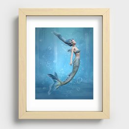 Underwater siren with blue hair Recessed Framed Print