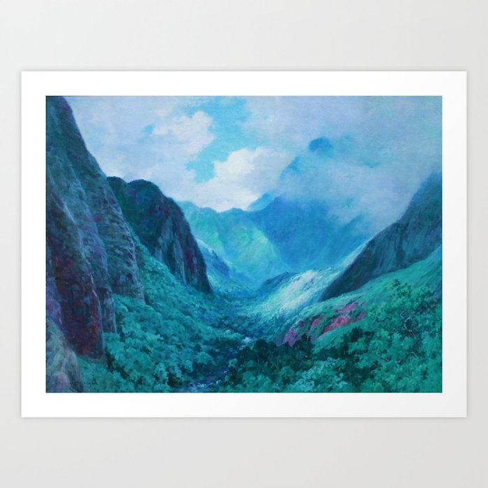 Iao Valley, Maui, Hawaiian landscape painting by D. Howard Hitchcock Art Print
