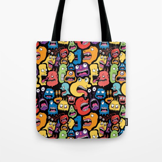 Monster Faces Pattern Tote Bag