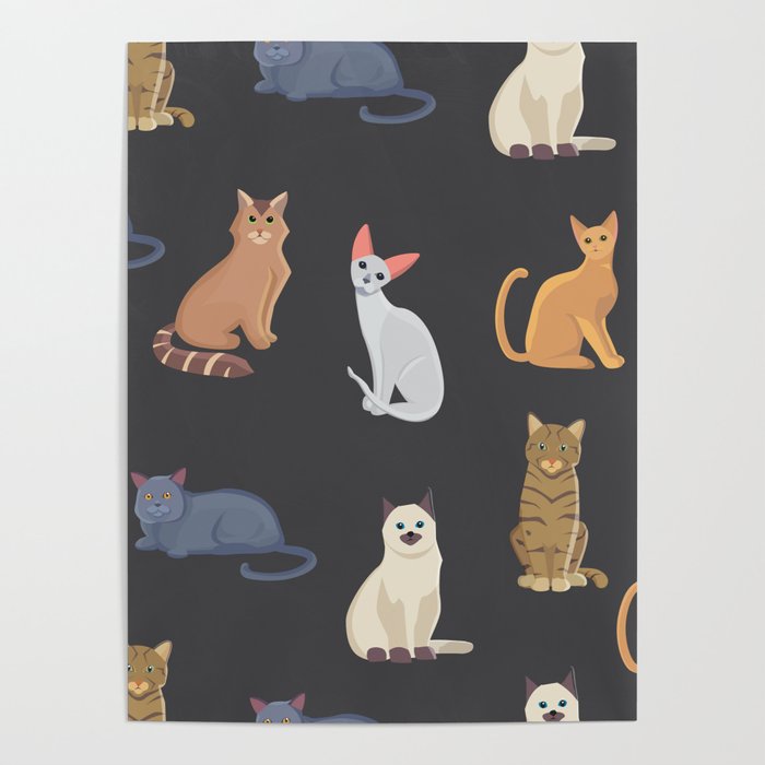Cat breeds Pattern Poster by N0mAdsLAnd | Society6