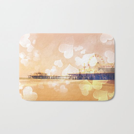 Bokeh Hearts Santa Monica Pier Bath Mat