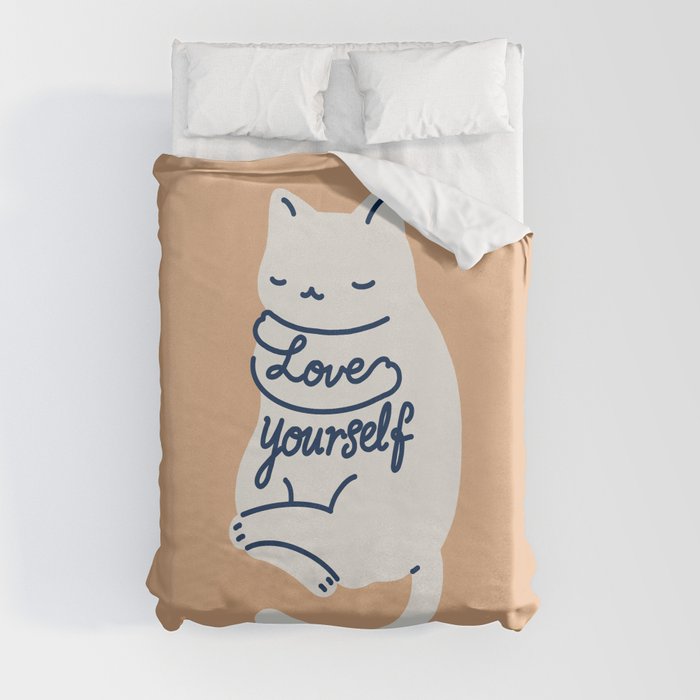 Love Yourself Cat Duvet Cover