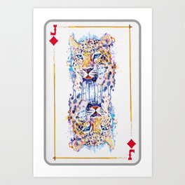 Leopard Head Jack of Diamonds Playing Card Art Print