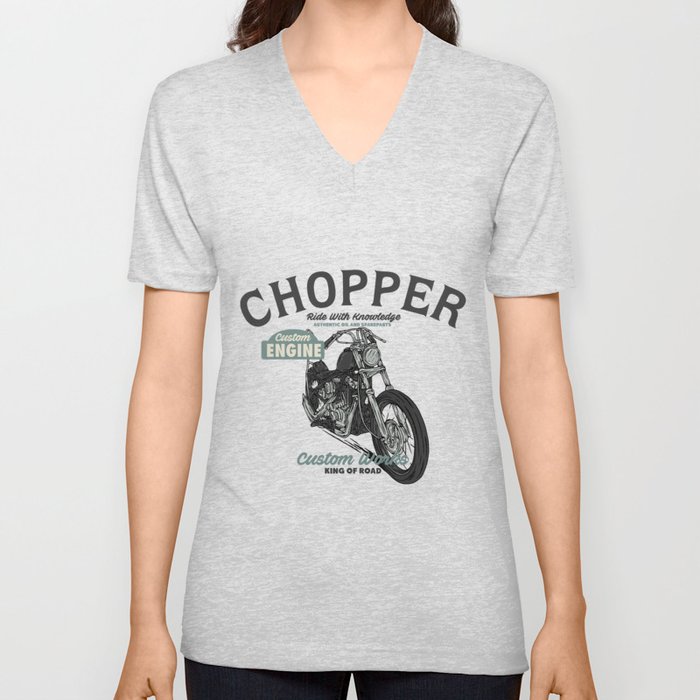 Chopper Custom Motorcycle V Neck T Shirt