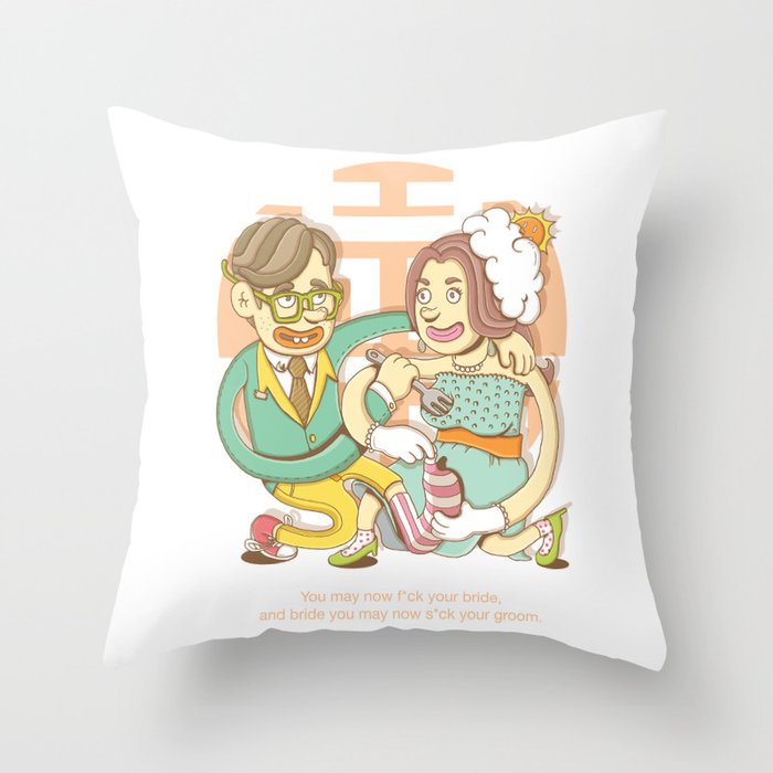Fork & sock marriage Throw Pillow