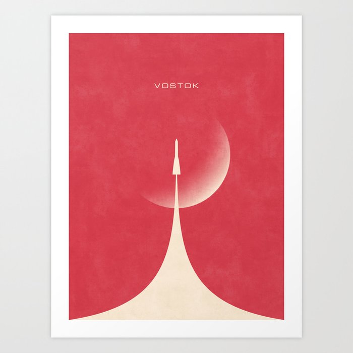Vostok Rocket - Moon Red Art Print