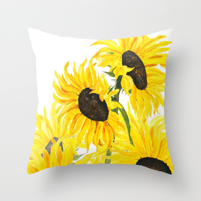 sunflower watercolor 2017 Throw Pillow