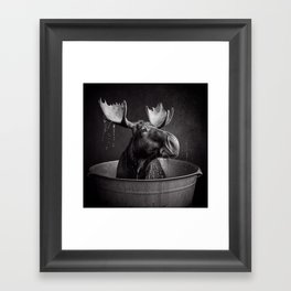 Bath Time for Moose Framed Art Print