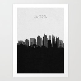 City Skylines: Jakarta Art Print | Minimalist, Java, Graphicdesign, Tourism, Beautiful, Souvenir, Indonesian, Asian, Poster, Panorama 