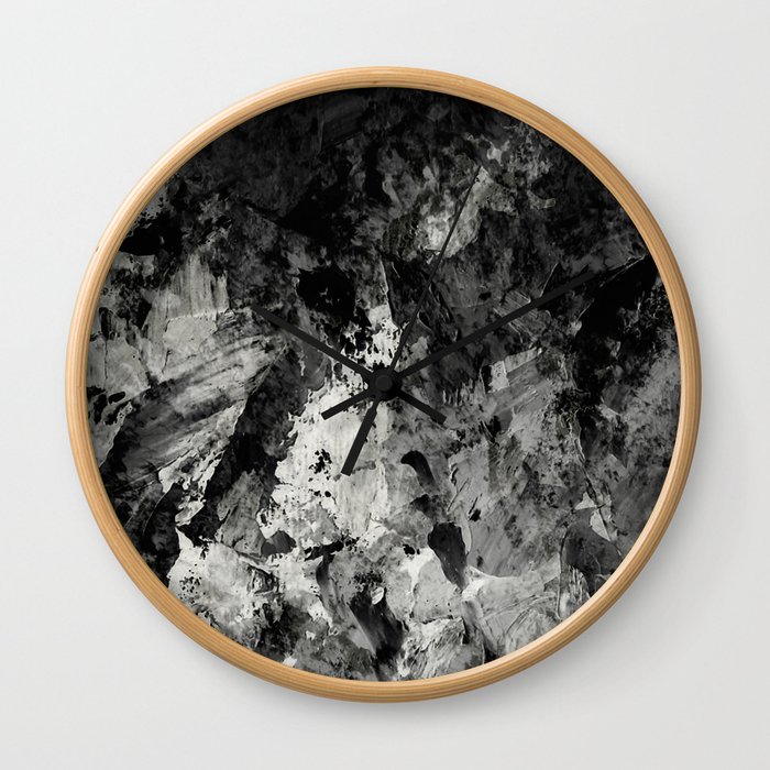 Impossibility - Textured, black and white abstract Wall Clock