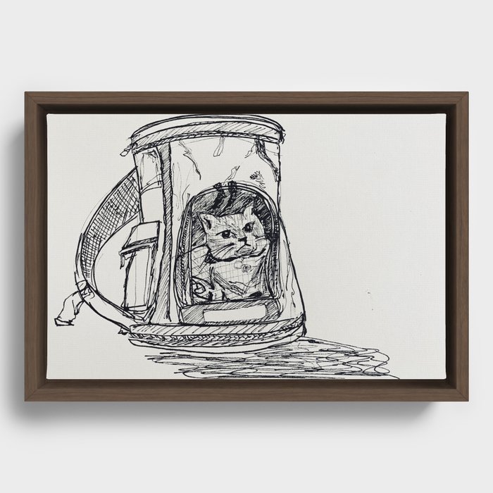 Cat in a Bag Framed Canvas