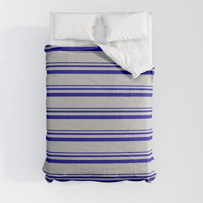 Dark Blue and Grey Colored Pattern of Stripes Comforter