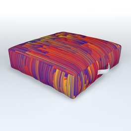 Fiery Rain - Pixel Abstract Art Outdoor Floor Cushion | Red, Pixelsort, Fuschia, Glitchart, Purple, Orange, Pixelsorting, Processing, Pink, Abstractart 