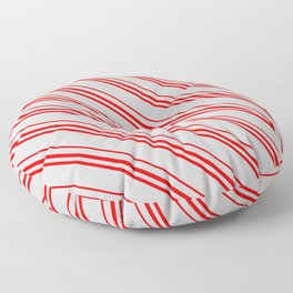 [ Thumbnail: Light Grey and Red Colored Lines Pattern Floor Pillow ]