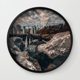 New York City Manhattan skyline at sunset Wall Clock