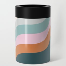 Abstract Diagonal Waves in Teal, Terracotta, and Pink Can Cooler