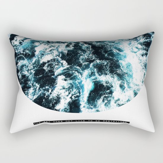 Free Like The Sea, digital collage, ocean waves, seascape, geometric nature, minimalist print, quote Rectangular Pillow
