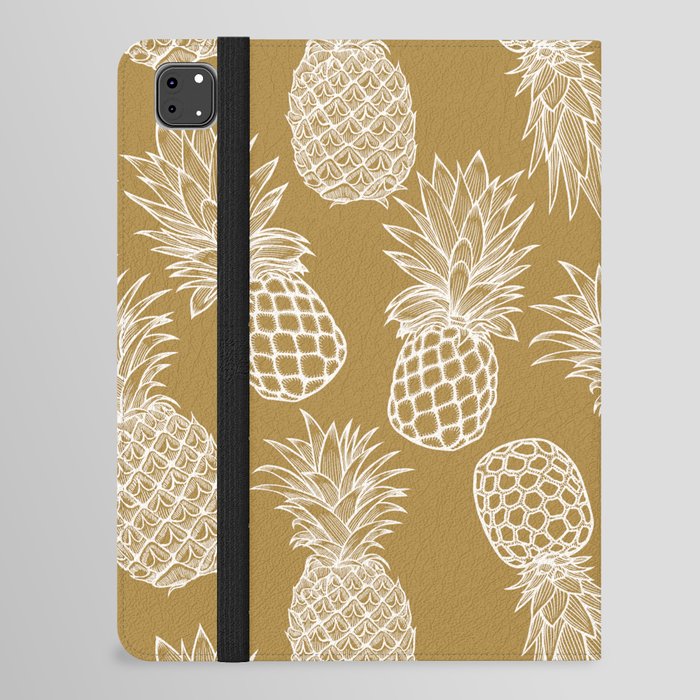Fresh Pineapples Gold & White iPad Folio Case