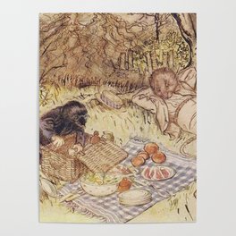 Ratty and Mole have a picnic wind in the willows Poster