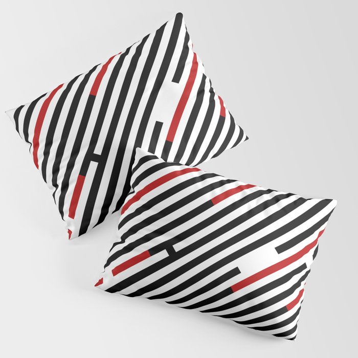 Red, black and white stripes design Pillow Sham