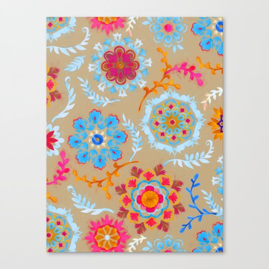 Brown Sugar Suzani Inspired Pattern Canvas Print