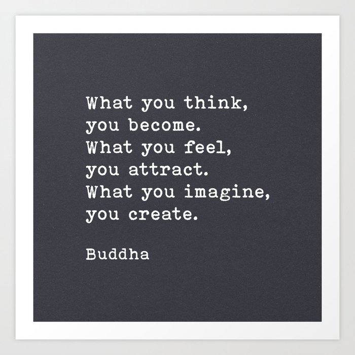 What You Think You Become, Buddha Quote, on Black Handmade Paper Art Print
