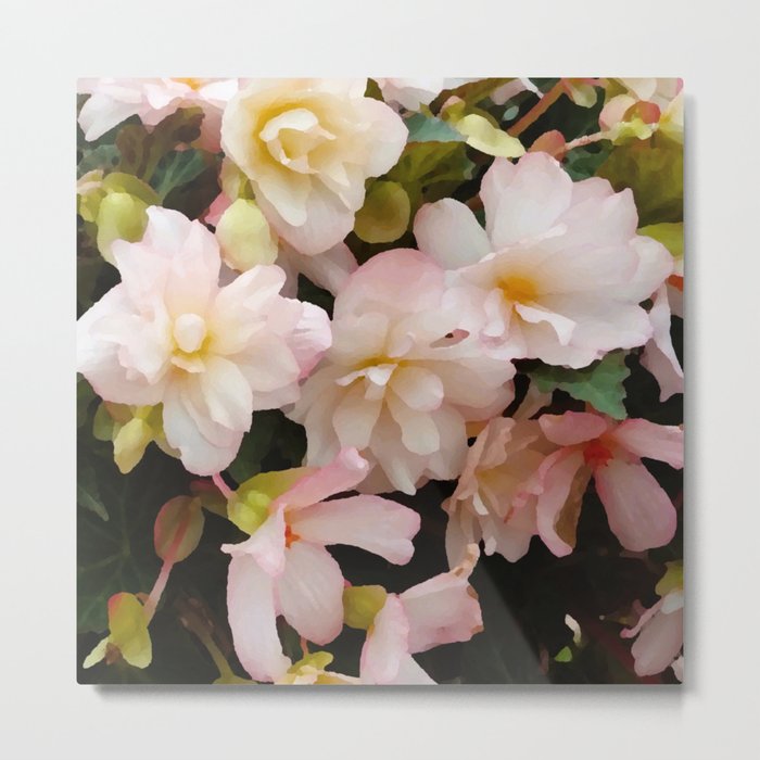 Painted Abstract Floral Pink White Yellow Metal Print