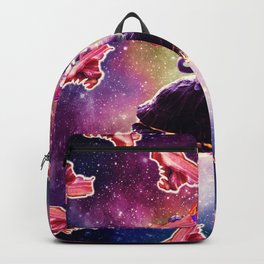 Rave Space Cat On Turtle Unicorn - Bacon Backpack | Crazy, Cosmic, Collage, Epic, Flying, Space, Galaxy, Funny, Outerspace 