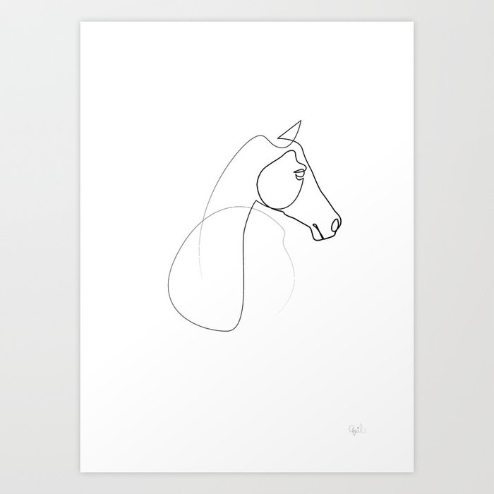 One Line Horse 0110 Art Print By Quibe Society6