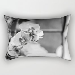 Orchid Growing Near A Buddhist Temple Black And White Rectangular Pillow