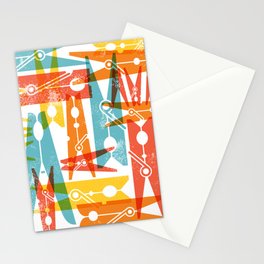 Clothespins Laundry Day Art Bright Colors Stationery Cards
