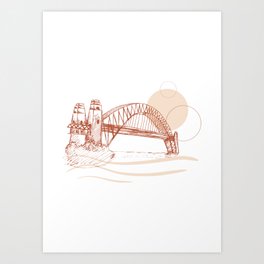 Sydney The Harbour Bridge Design 06, Abstract Landmarks Art Print