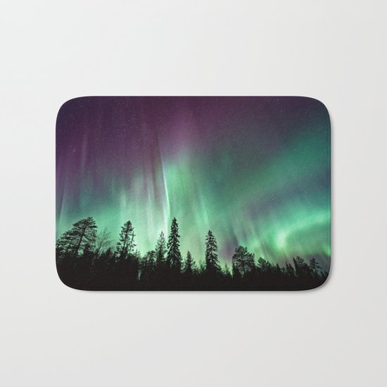 Colorful Northern Lights, Aurora Borealis Bath Mat