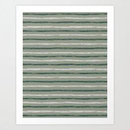Green and White Stripes Over Grayish Green Art Print