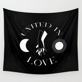 Celestial Black And White Hands Sun Moon United In Love Wall Tapestry