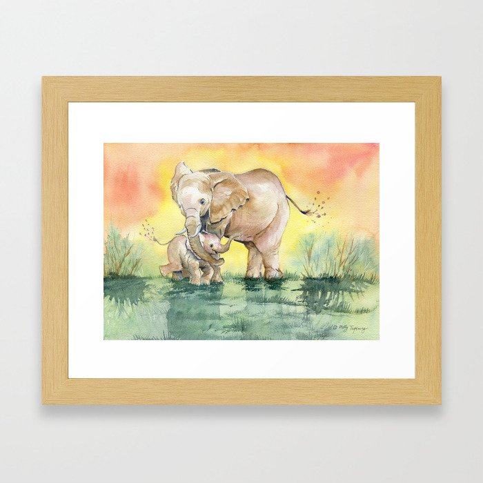 Colorful Mother's Love - Elephant Framed Art Print